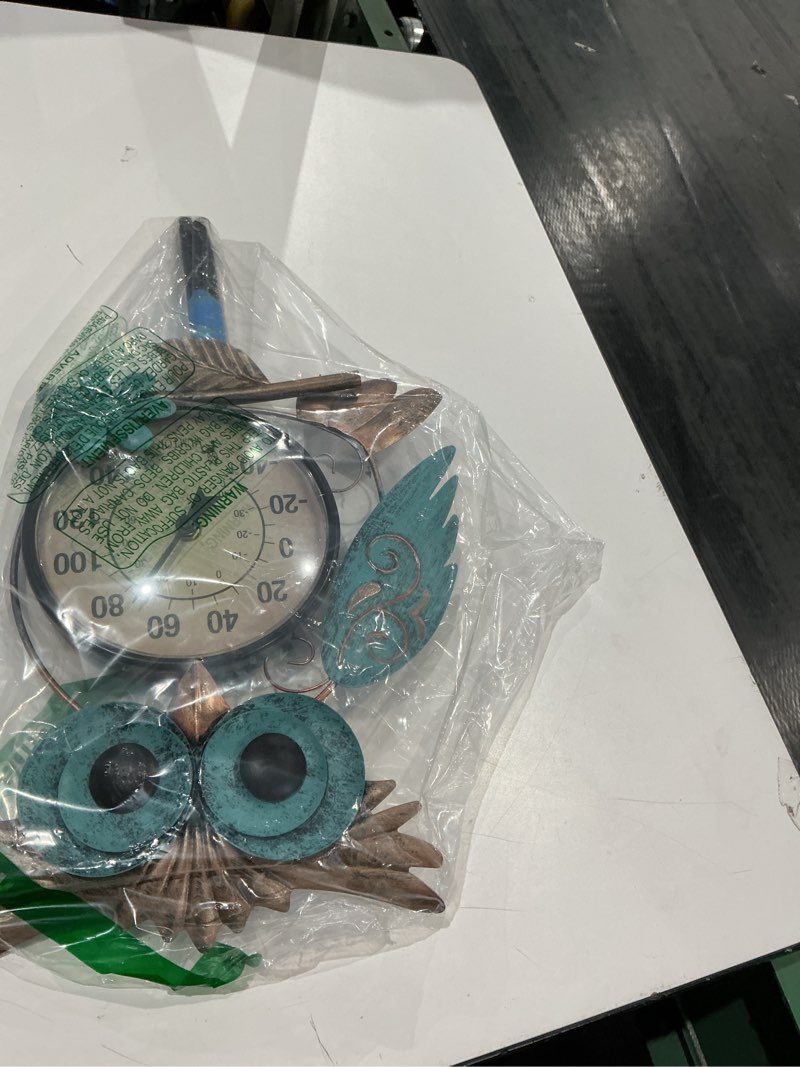 Condition photo showing Good Condition for mumtop outdoor thermometer, 42 inch metal owl garden stake outside wall thermometer for patio, yard and garden
