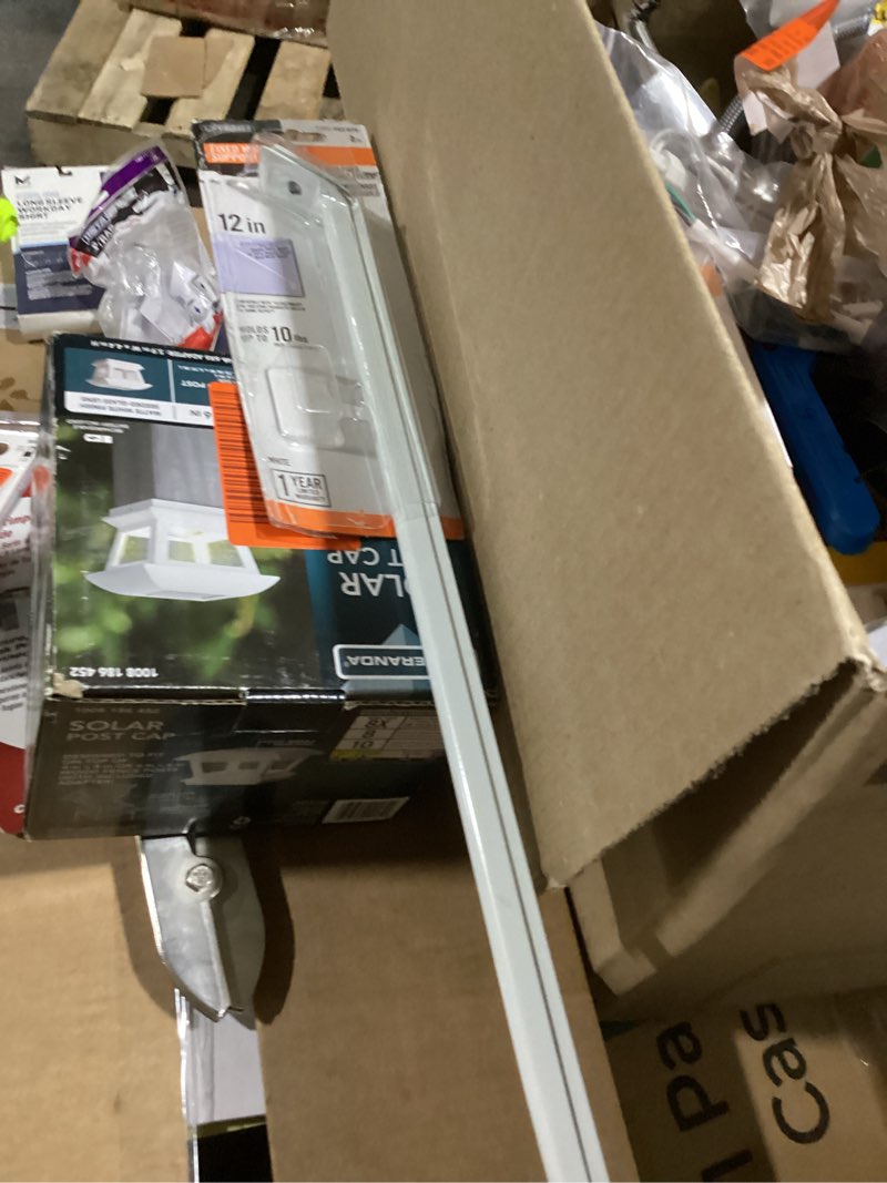Condition photo showing As Is for 12 in. white stell shelf support bracket-2pk