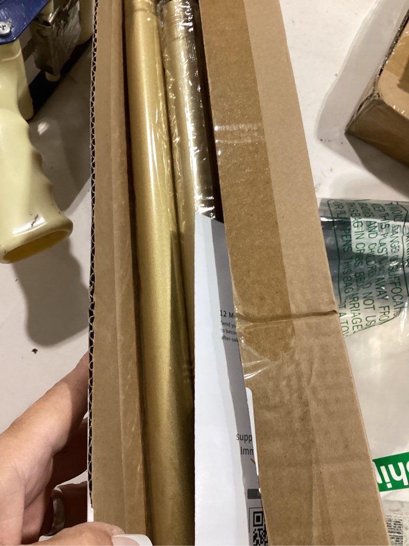 Condition photo showing Good Condition for gold shower curtain rod 34-66 inches(2.8-5.5ft) never rust adjustable shower rod spring tension non slip no drilling shower rods for bathroom garland window gold 34“-66”