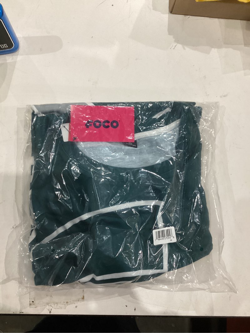 Condition photo showing New/Like New for FOCO Men's NCAA College Team Cropped Big Logo Rash Guard Swim Shirt Michigan State Spartans Medium Colorblock