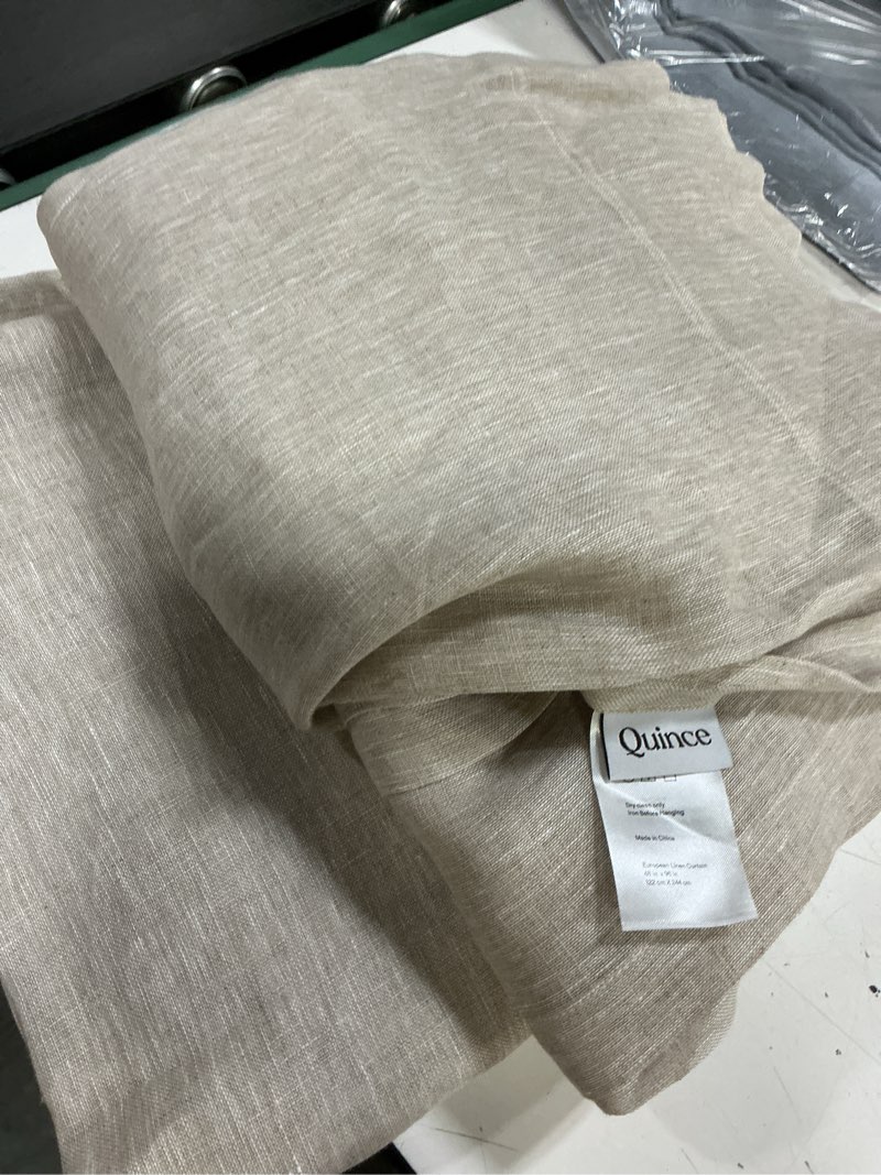 Condition photo showing As Is for quince european linen sheer curtain fax set (set of 2)