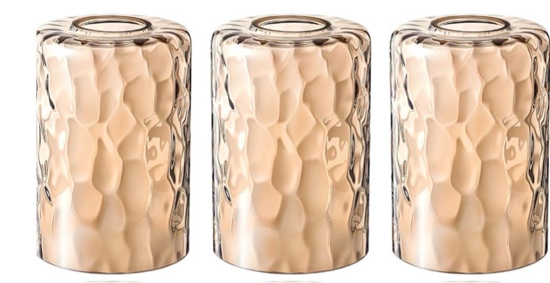 Teenyyou 3 Pcs Amber Hammered Glass Shade Replacements for Pendant Light Fixtures Glass Lamp Shade Cover, 1-5/8 Inch Fitter, 4"w x 6"h, Replacement...