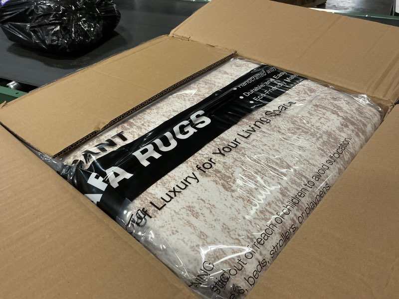 Condition photo showing Good Condition for 8x10 Area Rugs for Living Room, Non-Slip Backing Large Washable Rug for Nursery Room, Vintage Abstract Bedroom Rugs, Thin Indoor Home Decor Soft Farmhouse Rug (8'x10', Beige/Ivory)