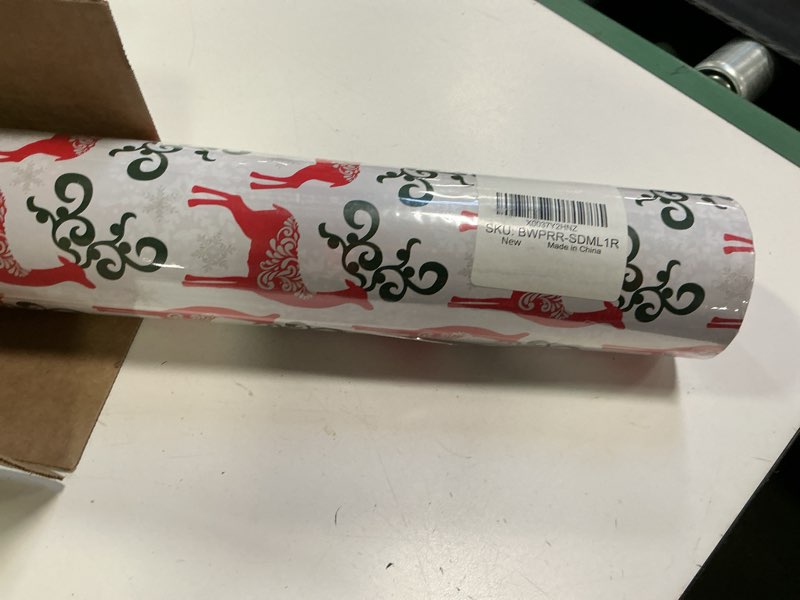 Condition photo showing New/Like New for MAYPLUSS Christmas Reversible Wrapping Paper Jumbo Roll - 30 Inches x 100 Feet - Red Green Reindeer 
