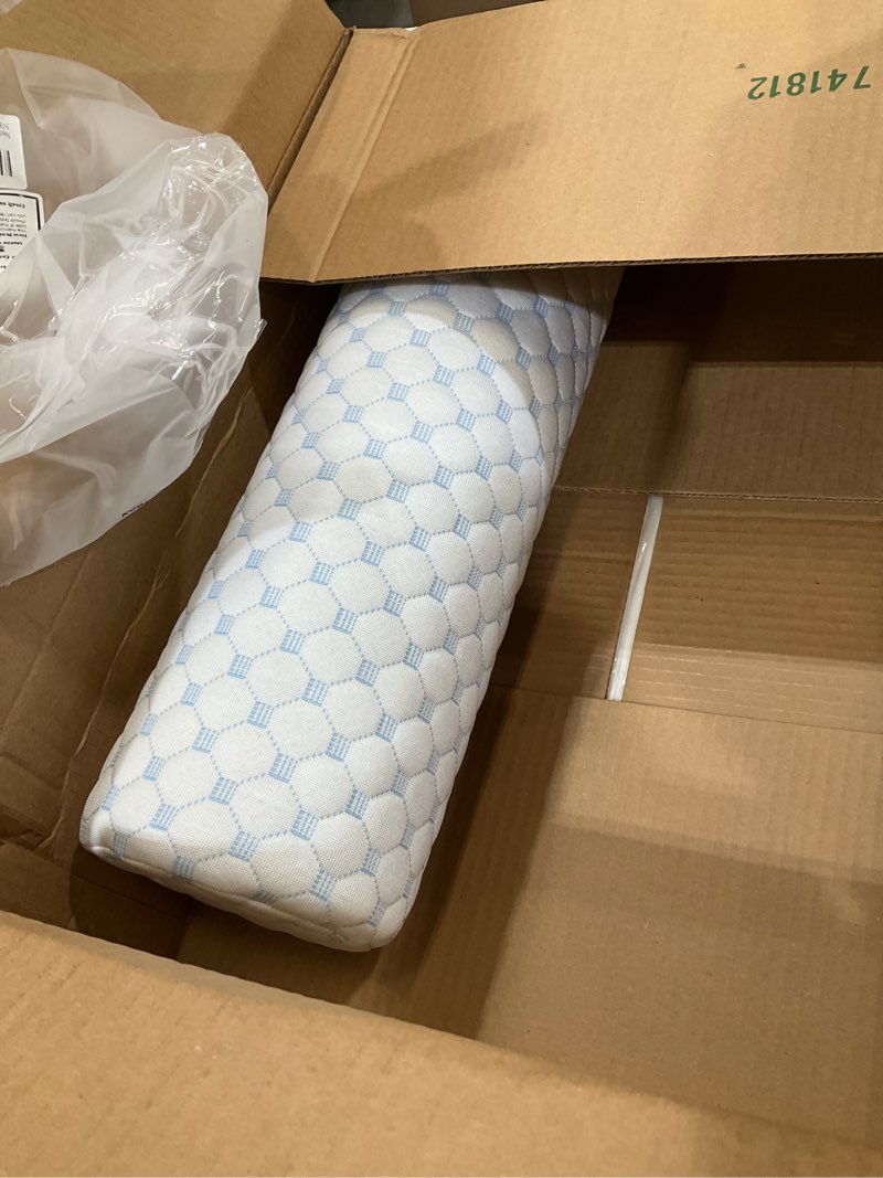 Condition photo showing Good Condition for neck roll pillow for neck pain relief - memory foam neck support pillow for bed, cylinder pillows, round neck pillow for sleeping, 15.7 * 5 * 5 inch (cool-blue) cool-blue medium - 5.0" h