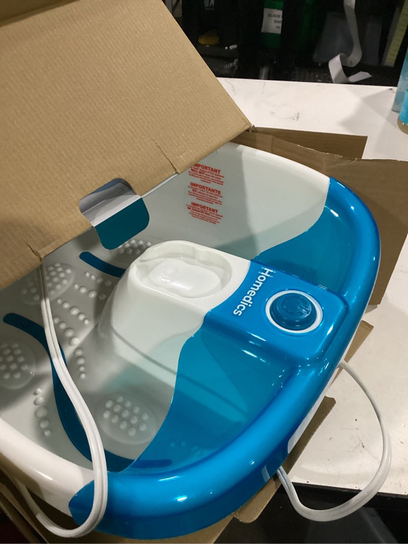 Condition photo showing As Is for homedics bubble mate heated foot spa bubble foot massager with raised massage nodes and removable pumice stone