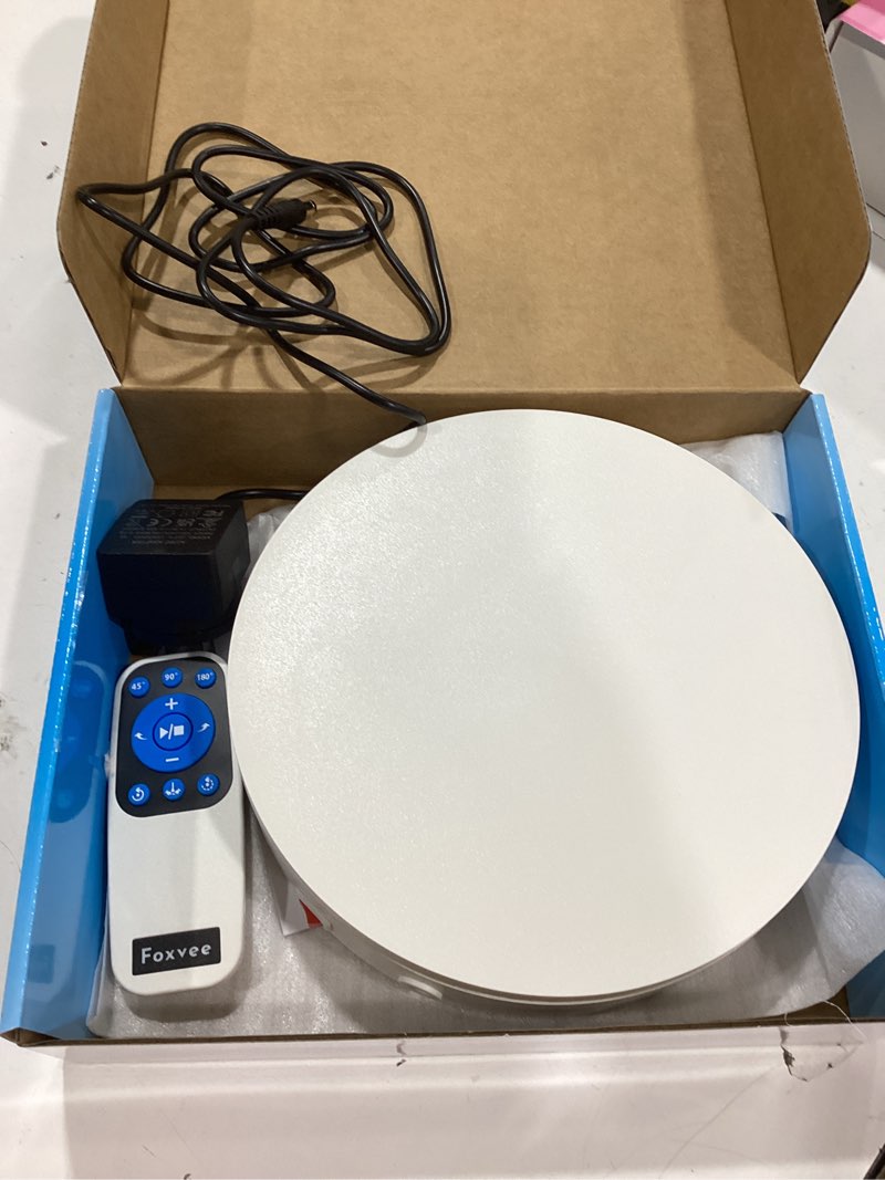 Condition photo showing Good Condition for remote-controlled motorized electric turntable,rotating display stand,speed-adjustable rotating turntable,multi-mode 360° photography turntable for 3d scan,photography,showcase(7.87inch/white) 7.87inch/white/100lbs load