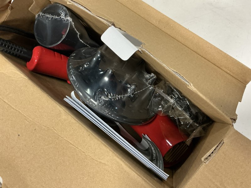 Condition photo showing As Is for kiss 1875 watt pro tourmaline ceramic hair dryer, styling edition, 3 heat settings, 2 speed settings, cool shot button, 7 blow dryer accessories included, 2-year warranty - red 8 piece set 7 accessories