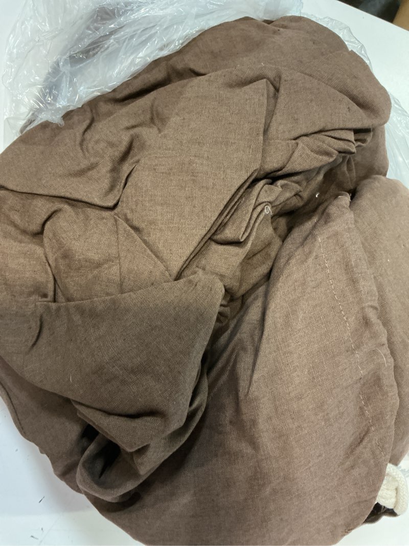 Condition photo showing As Is for european linen sheet set, queen, espresso