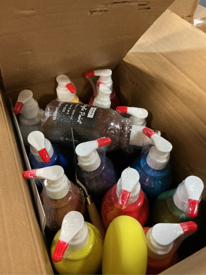 Condition photo showing New/Like New for nicpro 14 colors acrylic paint set (10oz/300ml), large bulk acrylic paints kits rich pigment art painting supplies for artists, beginners, adults on rock crafts canvas, wood, ceramic with pump 10oz 14colors
