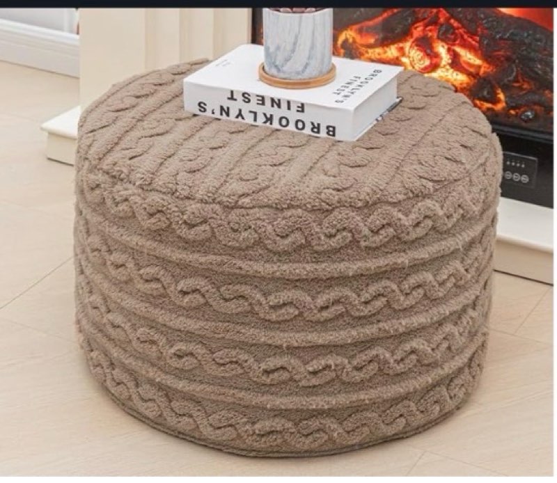 asuprui round pouf ottoman stuffed floor pouf foot stool floor chair for living room bedroom foam fi (color may vary ours is grey)