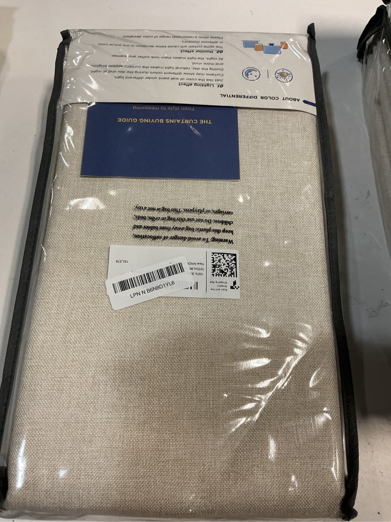 Condition photo showing New/Like New for 100% blackout shield linen blackout curtains for bedroom 96 inches long, back tab/rod pocket living room drapes, thermal insulated blackout curtains 2 panels set, 50" w x 96" l,cream cream 50"w x 96"l (pack of 2)