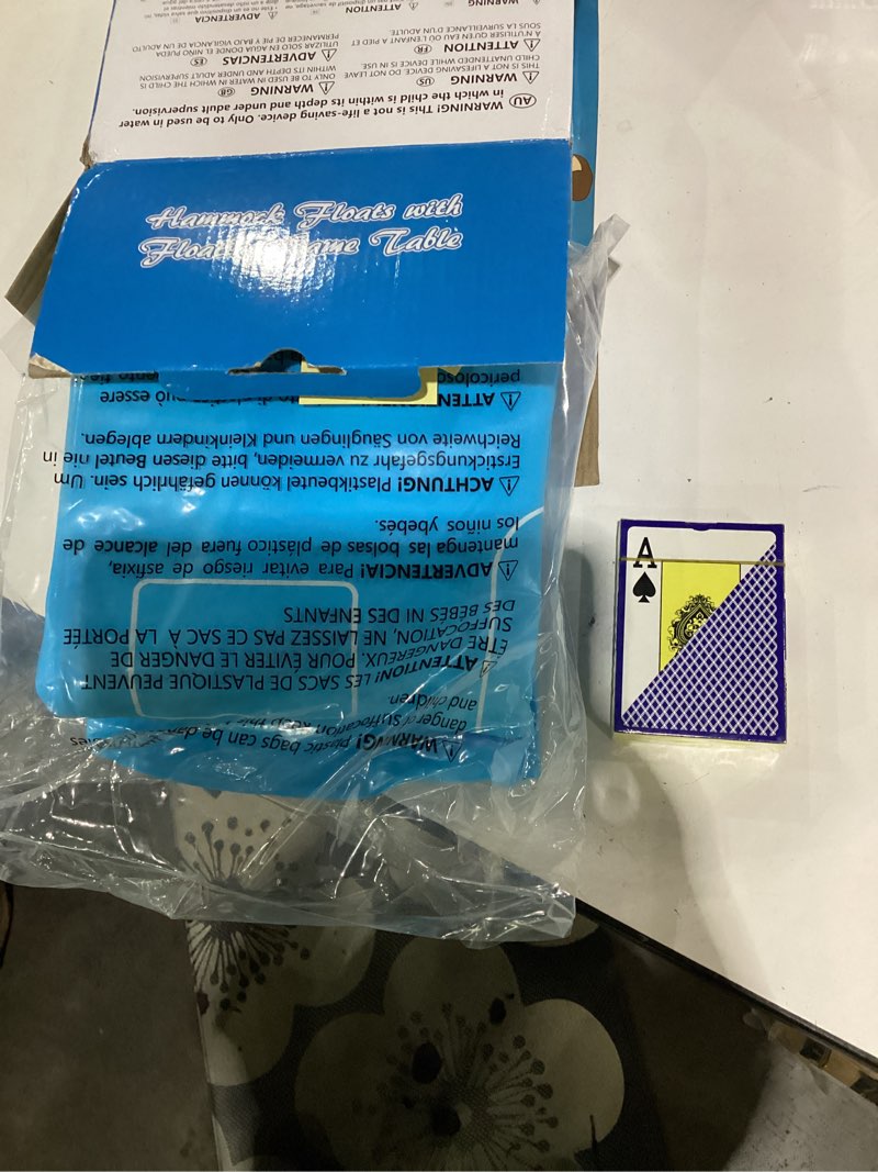 Condition photo showing As Is for missing the inflatable chairs**** jasonwell pool floats adult games - 2 pack fabric inflatable pool floaties water hammock chair w floating table waterproof playing cards party game toys lake lounger raft pool hammock float floaty blue&green