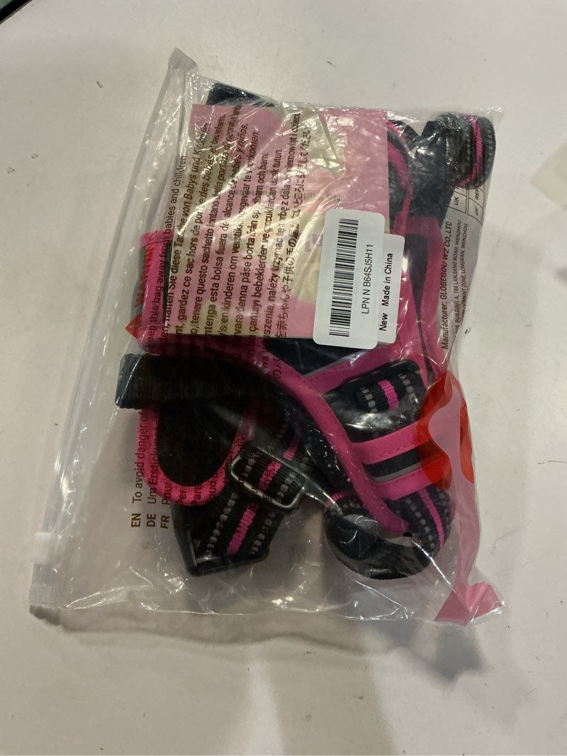 Condition photo showing Good Condition for rabbitgoo Dog Harness No Pull with 2 Leash Clips, Adjustable Soft Padded, Reflective Oxford No Choke Pet Vest with Easy Control Handle for Large Dogs, Black & Hot Pink, M Medium Black & Hot Pink