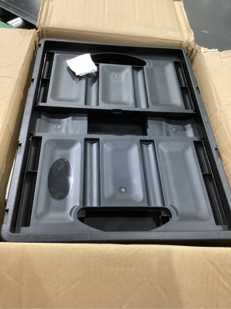 Condition photo showing As Is for clevermade collapsible storage bins 32l 3 pack – heavy duty foldable storage bins with built-in handles for garage storage and home organization - obsidian obsidian 32l - 3 pack