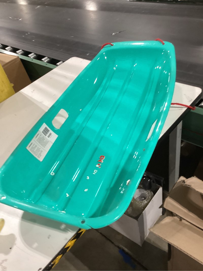 Condition photo showing New/Like New for Retrospec Retrorider Plastic Snow Sled – Toboggan Style with Pull Rope, Cold-Resistant Coating, and Hard Bottom for Smooth Downhill Rides – Available in 35" and 48" Sizes for Kids and Adults Single Wintertide 35"