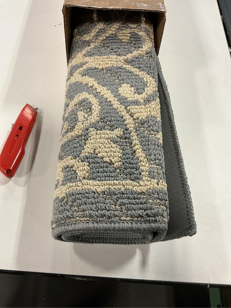 Condition photo showing As Is for DEXI Front Door Mat Entryway, Inside Welcome Entrance Doormat Low Profile Thin, Non Slip Washable Entry Mats for House Floor Dirt Trapper, 20x32, Gray 1'8" x 2'8" (Rectangular) Light Gray