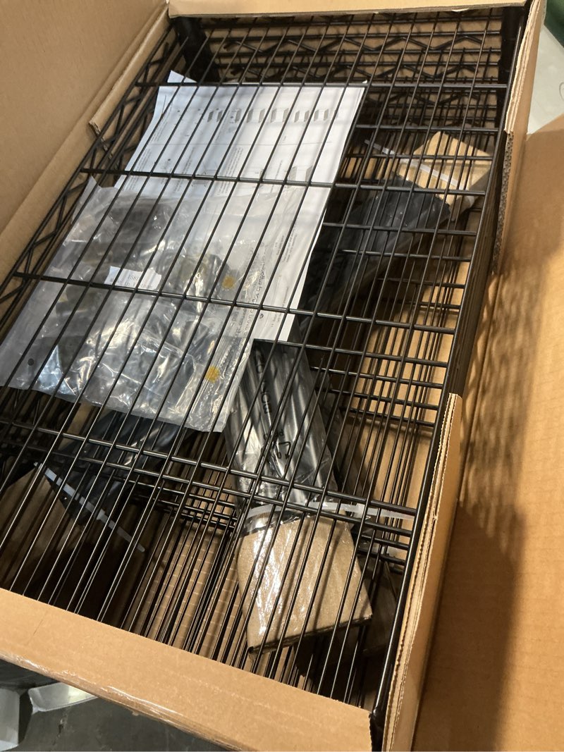 Condition photo showing As Is for 14" D×24" W×60" H Wire Shelving Unit Metal Commercial Shelf with 5 Tier Layer Rack Strong Steel for Restaurant Garage Pantry Kitchen Garage?Black