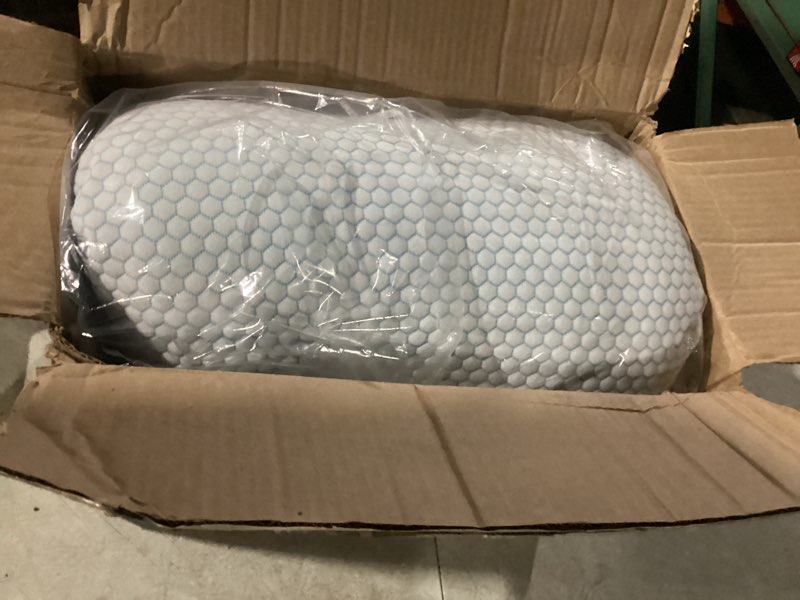 Condition photo showing Good Condition for Anvo Memory Foam Pillow, Neck Contour Cervical Orthopedic Bed Pillow for Sleeping Side Back Stomach Sleeper, Ergonomic Design for Neck and Shoulder Pain Relief, Blue White, Firm Blue White FIRM - Standard (24 x 13.4 x 4.7 inches)