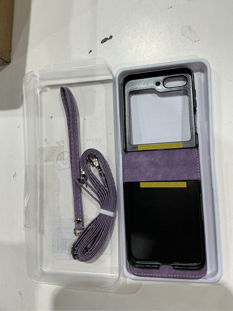 Condition photo showing Good Condition for vofolen for samsung galaxy z flip 5 case with card holder slot crossbody wallet cover with adjustable strap magnetic closure soft pu leather protective zflip5 phone purse for women girls, purple