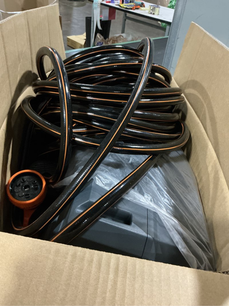 Condition photo showing As Is for giraffe tools plastic 100-ft wall-mount hose reel