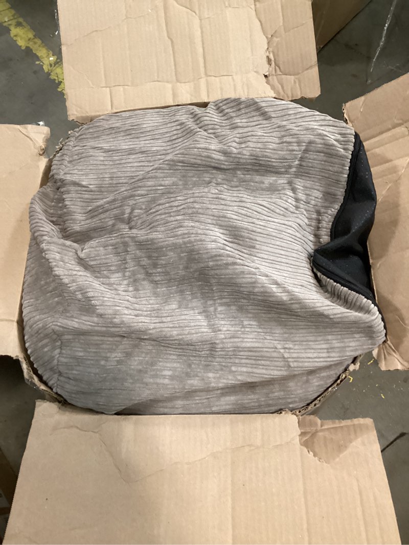 Condition photo showing Good Condition for Pouf Ottoman Foot Stools with Foam Small Ottoman for Living Room Corduroy Ottomans Pouf 26x18 Floor Poufs Foot Rest for Chair Blue Hassocks and Ottomans 26"D x 26"W x 18"H Blue