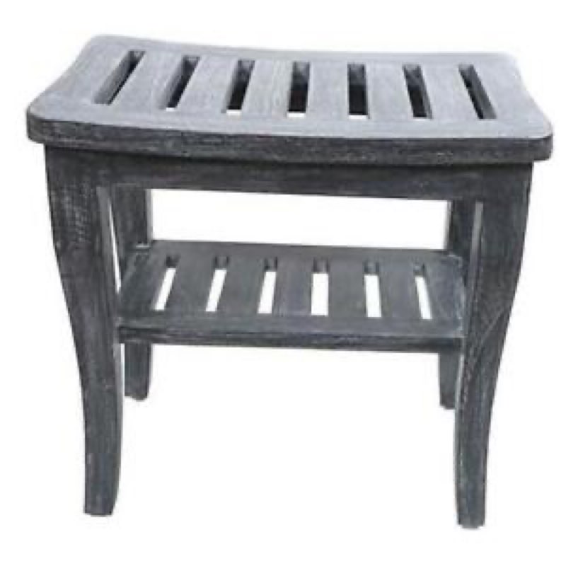 Teak Petite Seat Shower Bench, Weathered Grey