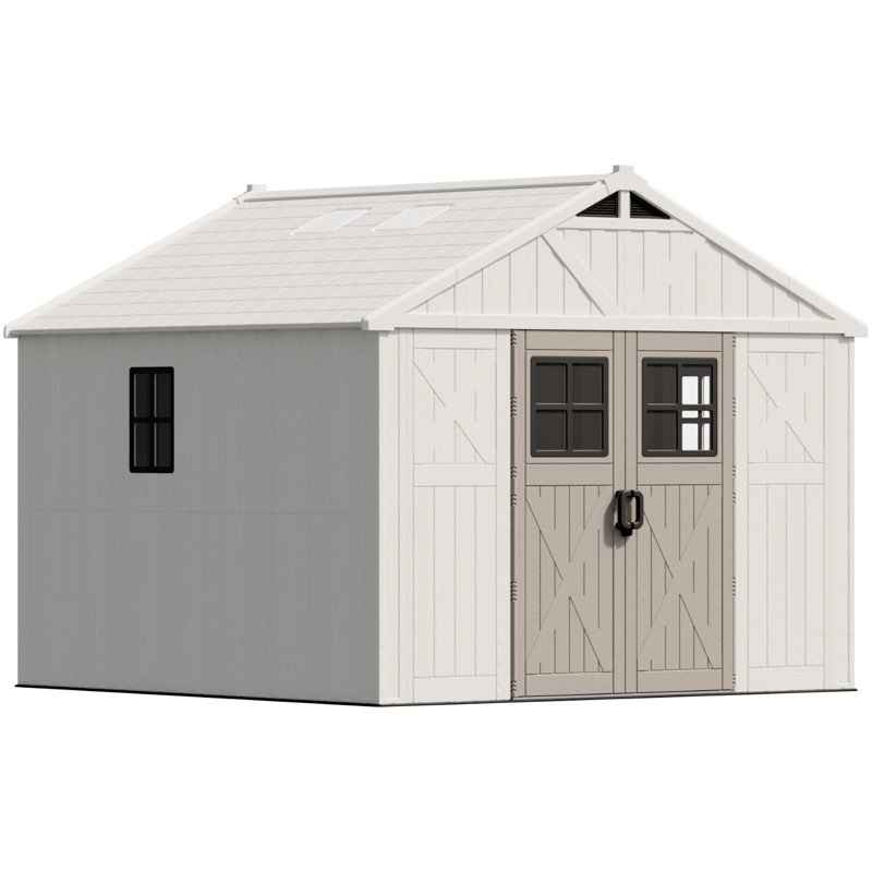 10x10 FT Plastic Storage Shed with Skylight & Windows & Lock(incomplete box 5 and 6 only)