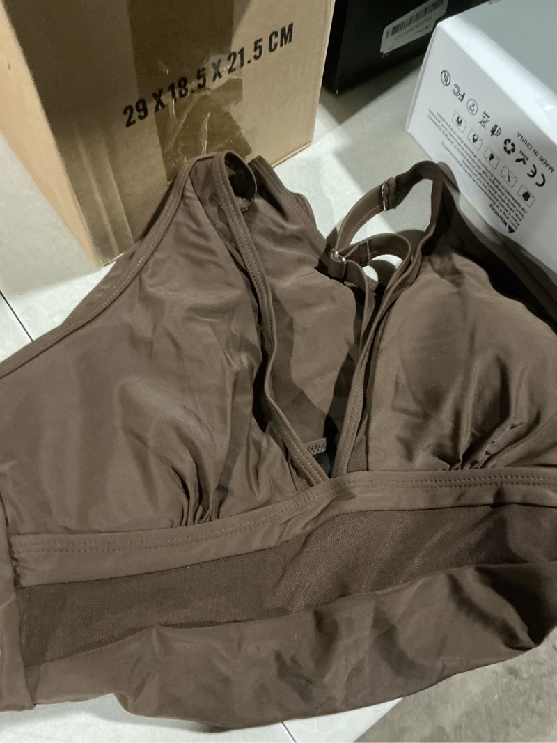 Condition photo showing Good Condition for SUUKSESS Women Sexy Mesh Tummy Control Swimsuit Push Up High Waisted Bathing Suit Medium 10 Deep Brown