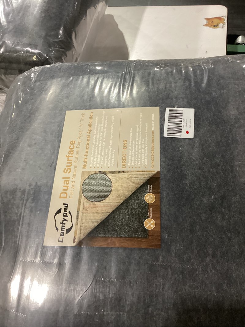 Condition photo showing New/Like New for felt rug pad, 9 x 12 ft rubber non-slip rug pad gripper, keep rugs secure and in place, extra strong under carpet mat cushion - for all floors 9 x 12 ft (rectangular)