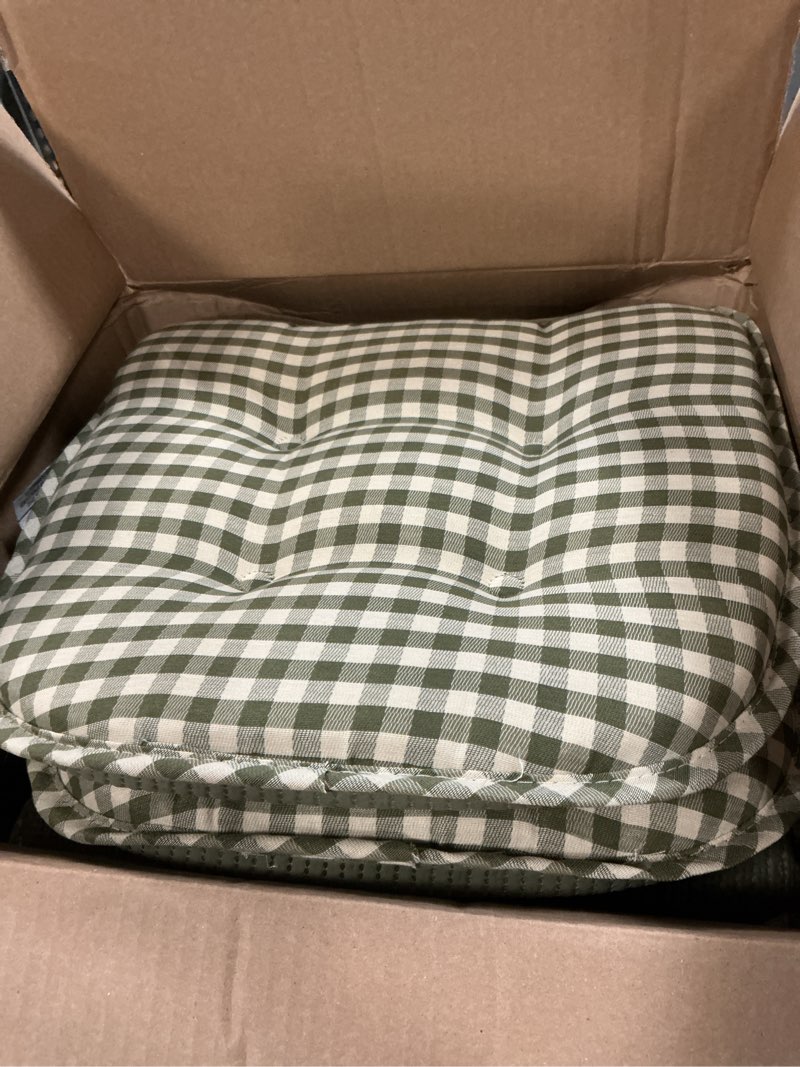 Condition photo showing Good Condition for Klear Vu Omega Non-Slip Chair Cushions, Assembled in USA, U-Shaped Skid-Proof Seat Pads for Dining Room, Kitchen, Office, 15"x16" 4 Pack Gingham Pine 4 Count Gingham Pine 4 Pack