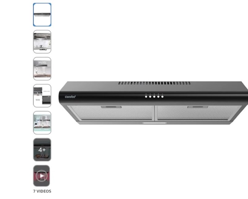 Comfee' Range Hood 30 inch, Under Cabinet Ducted/Ductless Convertible Slim Vent Hood, Durable Stainl