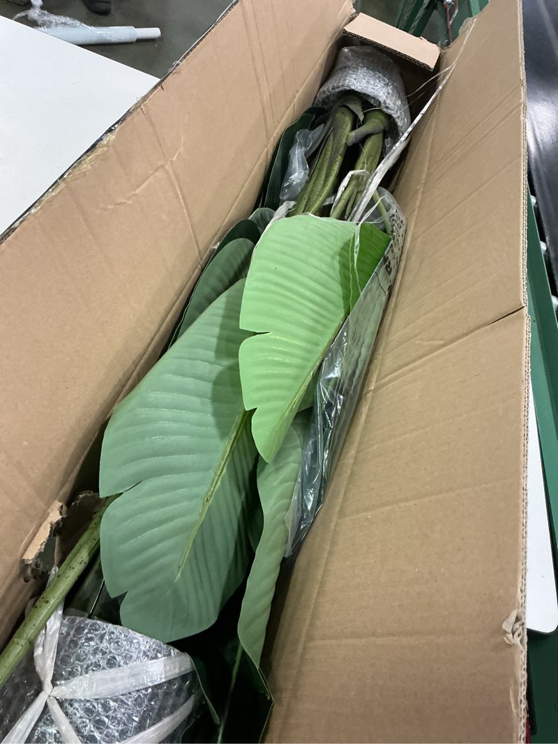 Condition photo showing Good Condition for Artificial Bird of Paradise Plant 4 ft (48 in) Fake Palm Tree for Indoor Outdoor Modern Decor Faux Plants for Home Office Perfect Housewarming Gift with 8 Trunks Faux Leaves 2 Pack 4ft Bop Tree 2