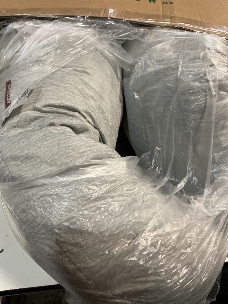 Condition photo showing As Is for Momcozy Pregnancy Pillow with Cooling Cover, Dreamlign U Pro Maternity Pillow with Adjustable Leg Pillow - Support for Back, HIPS, Belly, Legs for Pregnant Women, 50-72 Inch Full Body Pillow, Grey Grey -Cooling Fabric