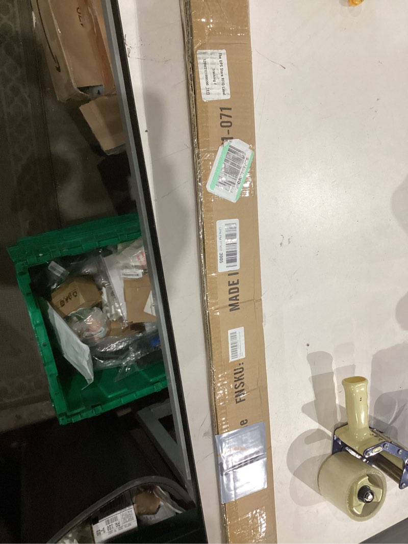 Condition photo showing As Is for double curtain rods brushed nickel, double drapery rod 36-72 inch, heavy duty 1 inch front and 5/8 inch diameter back adjustable dual curtain rod with cap finials brushed nickel 36-72"