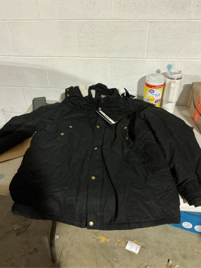 Condition photo showing Good Condition for soularge men's big and tall military winter warm sherpa lined parka jacket with hood 2x grey