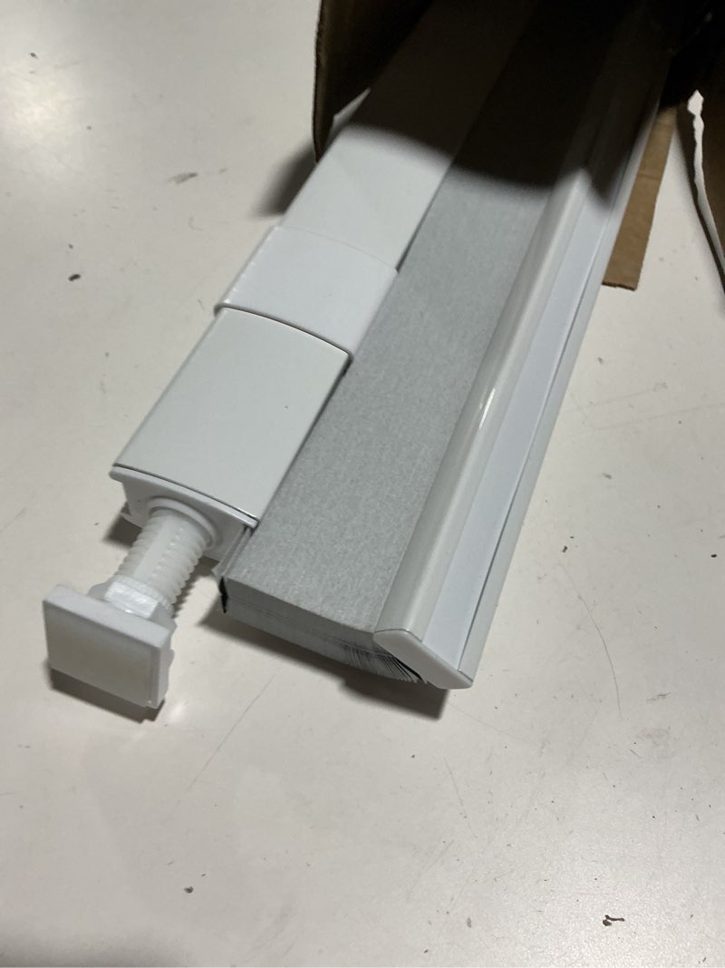 Condition photo showing As Is for lazblinds no tools no drill cordless cellular shades, blackout light blocking honeycomb shades for home, thermal insulation blinds for windows, 27" w x 64" h, white blackout-white 27" w x 64" h