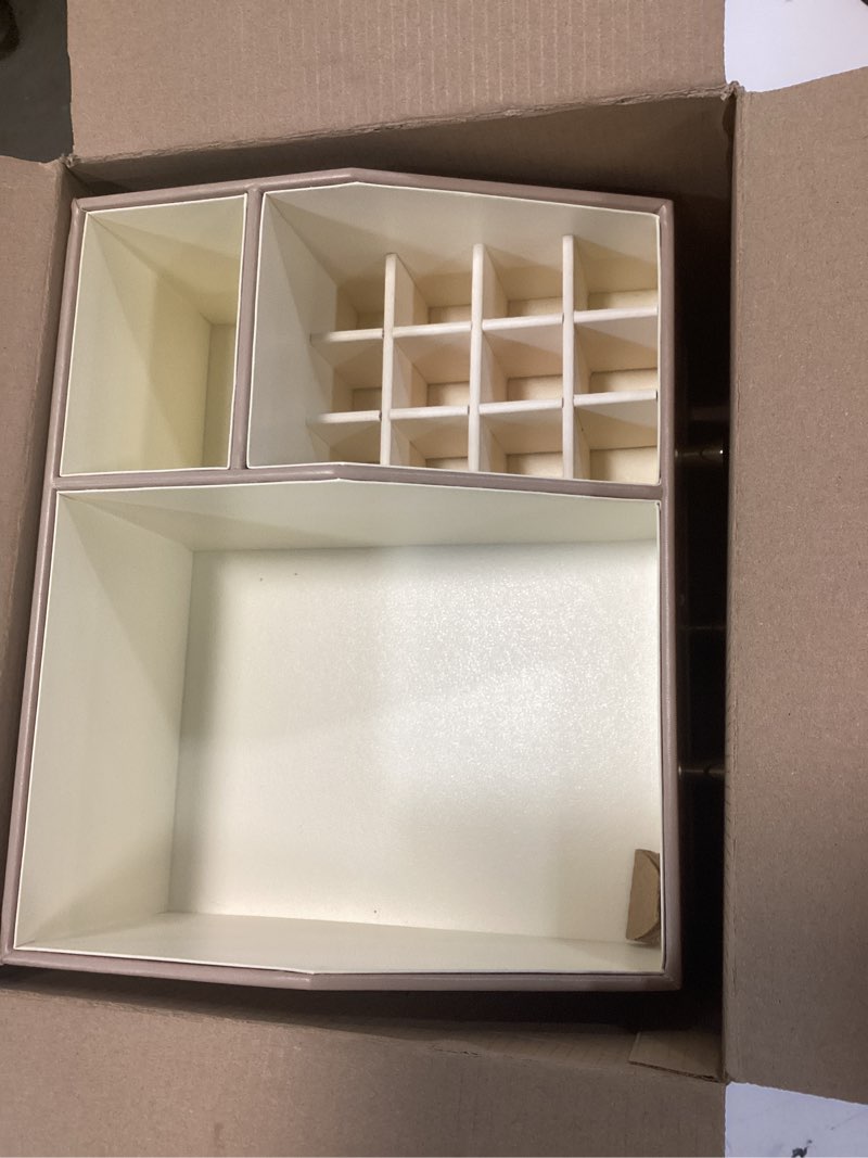 Condition photo showing Good Condition for vlando makeup organizer countertop,large vanity organizer pu leather make up storage with 4 drawers skin care organizer cosmetic display case for lipstick,brushes,bedroom-toffee 4 layers-toffee
