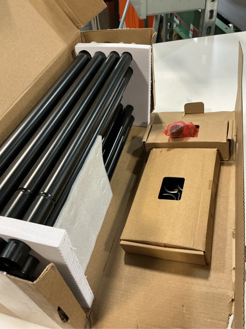 Condition photo showing Good Condition for tonial1 inch double curtain rods for windows 66 to 120 inches, heavy duty decorative drapery rod 32 to 144 inches with classic cap finial, black black 66-120”