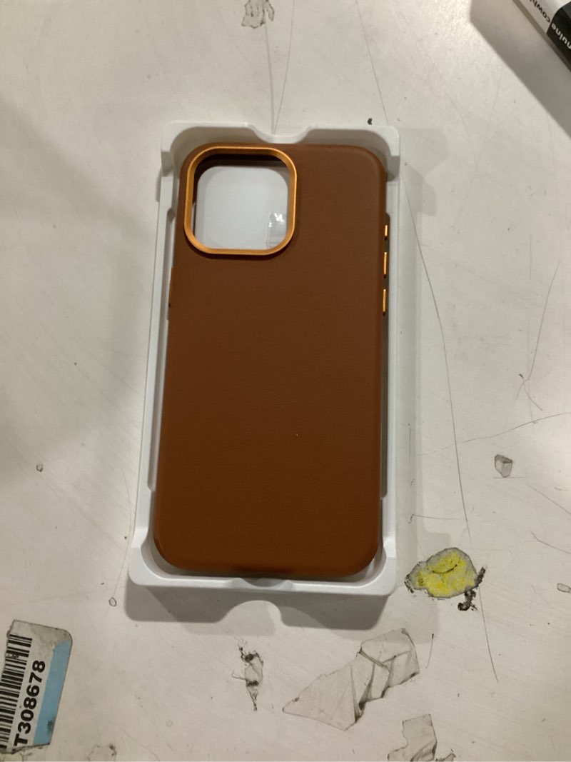 Condition photo showing Good Condition for for iPhone 15 Pro Max Leather Case | Genuine Full Grain Leather| Compatible with MagSafe and Wireless Charging | Metal Buttons Camera Bezel | Slim Fit-Drop and Scratch Resistant(Brown) iPhone 15 Pro Max Brown