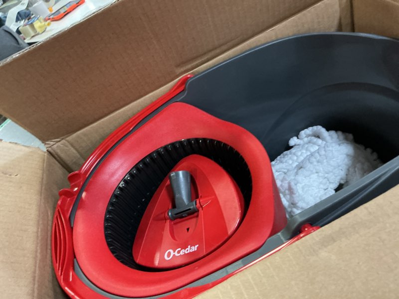 Condition photo showing Good Condition for o-cedar easywring microfiber spin mop, bucket floor cleaning system, red, gray, standard easywring spin mop & bucket