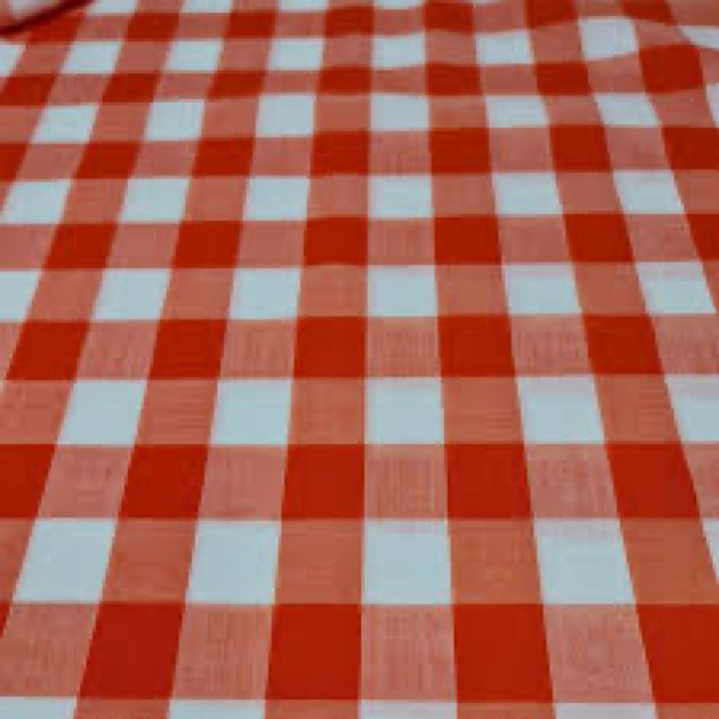 (Similar)Orange Gingham Polycotton Fabric 1\" Check Sewing Dressmaking Curtains Dress Craft Material 44\" By The Meter