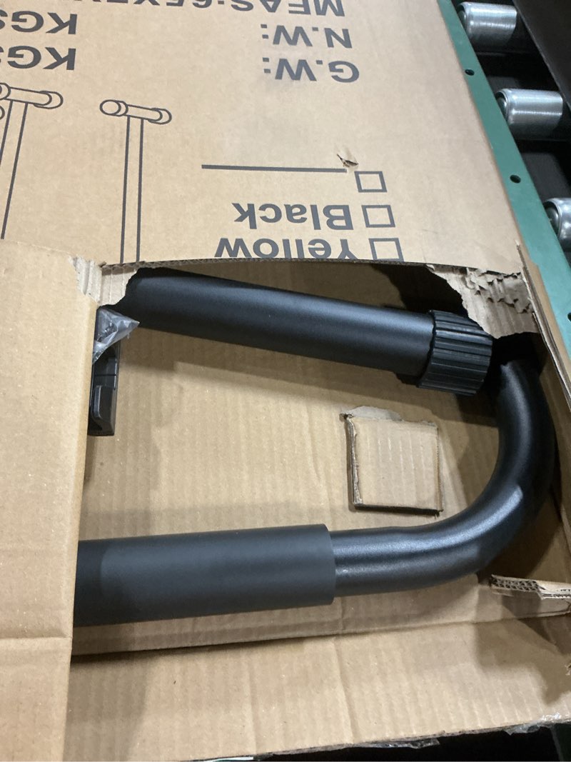 Condition photo showing As Is for handle bar for walking pad only, compatible with walking pad 19.7'' wide with phone holder, adjustable handrail height (max 43''), non-slip feet, easy to assemble, stable design, black