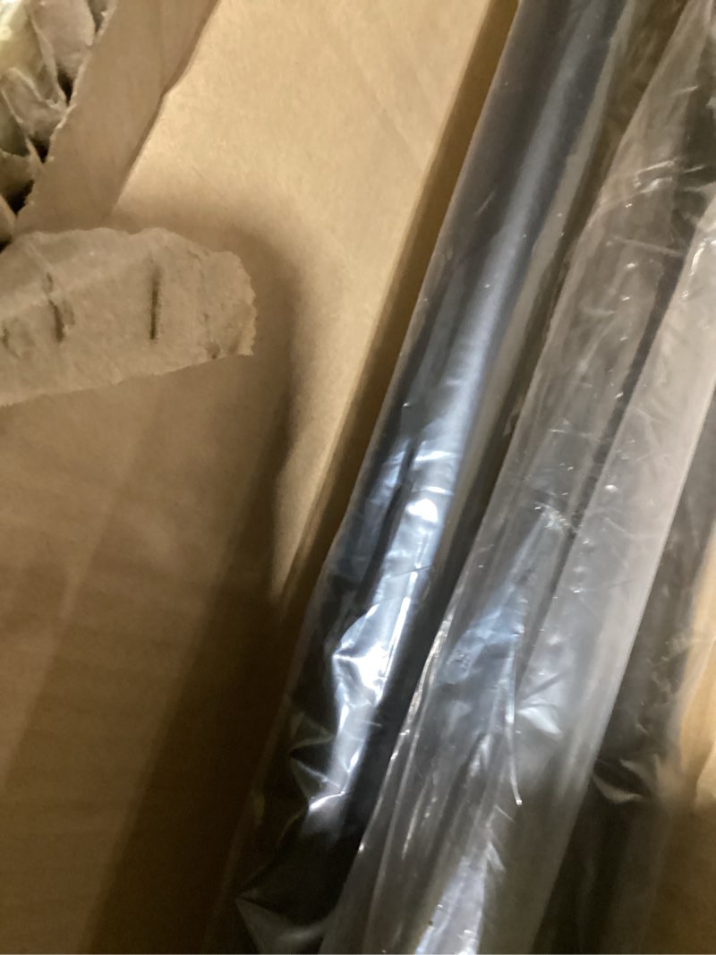 Condition photo showing New/Like New for 1 1/8 inch diameter room darkening curtain rods 48-84”, heavy duty window wrap around drapery rod with aluminum bracket, all accessories, wall mounted ceiling mounted, adjustable length, matte black matte black 48-84"