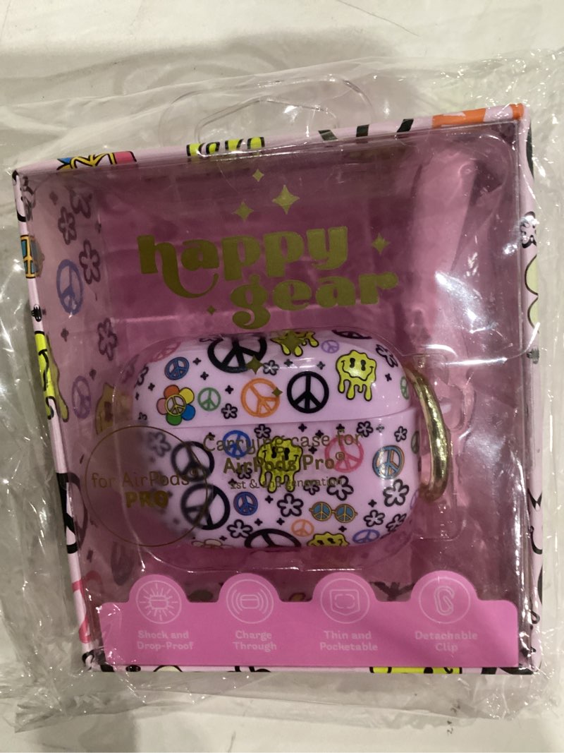 Condition photo showing New/Like New for Happy Gear Silicone AirPods Pro Case Cover – Protective Shockproof & Dustproof AirPod Cover Case with Keychain - Printed Designs Compatitble with AirPods Pro Peace/Pink