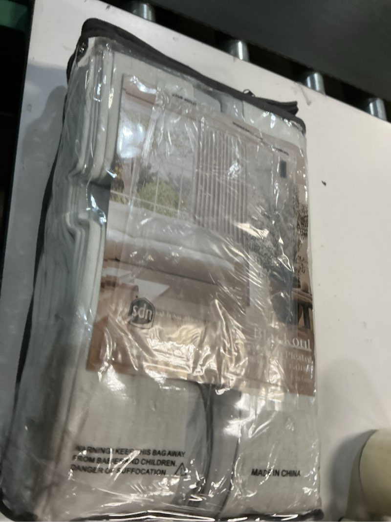 Condition photo showing New/Like New for natural pinch pleated linen blackout 105 inch curtains 2 panels for living room bedroom thermal insulated 100% black out linen drapes with liner room darkening window curtains 40x105 natural linen 40"w x 105"l (pack of 2)