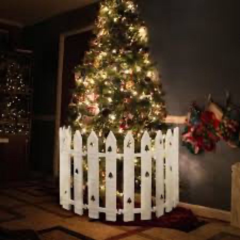 Extra Height 24” Christmas Tree Fence, 12pcs Christmas Tree Gate, White Christmas Fence Decorations 