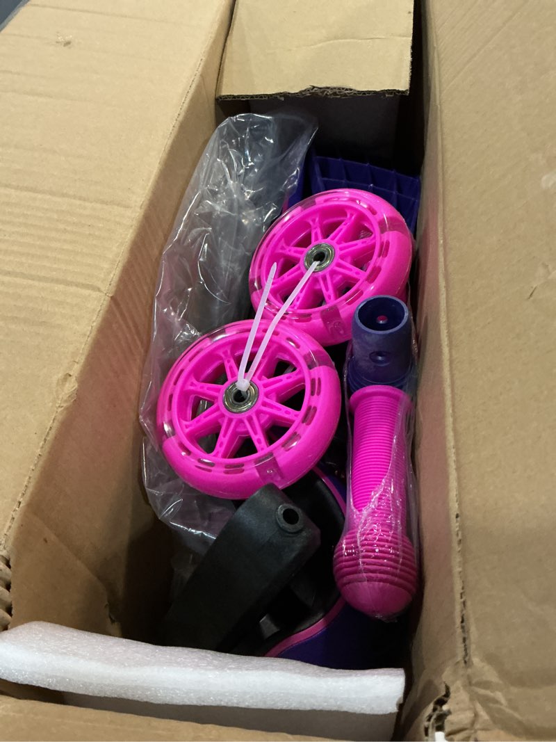 Condition photo showing Good Condition for Gotrax KS3 Pro Folding Kick Scooter for Kids, One Key Removable Seat & 3 Extra Wide PU Light-Up Wheels and Anti-Slip Deck, Adjustable Height Handlebar and Lean-to-Steer Scooter for Children Aged 2-8 Purple