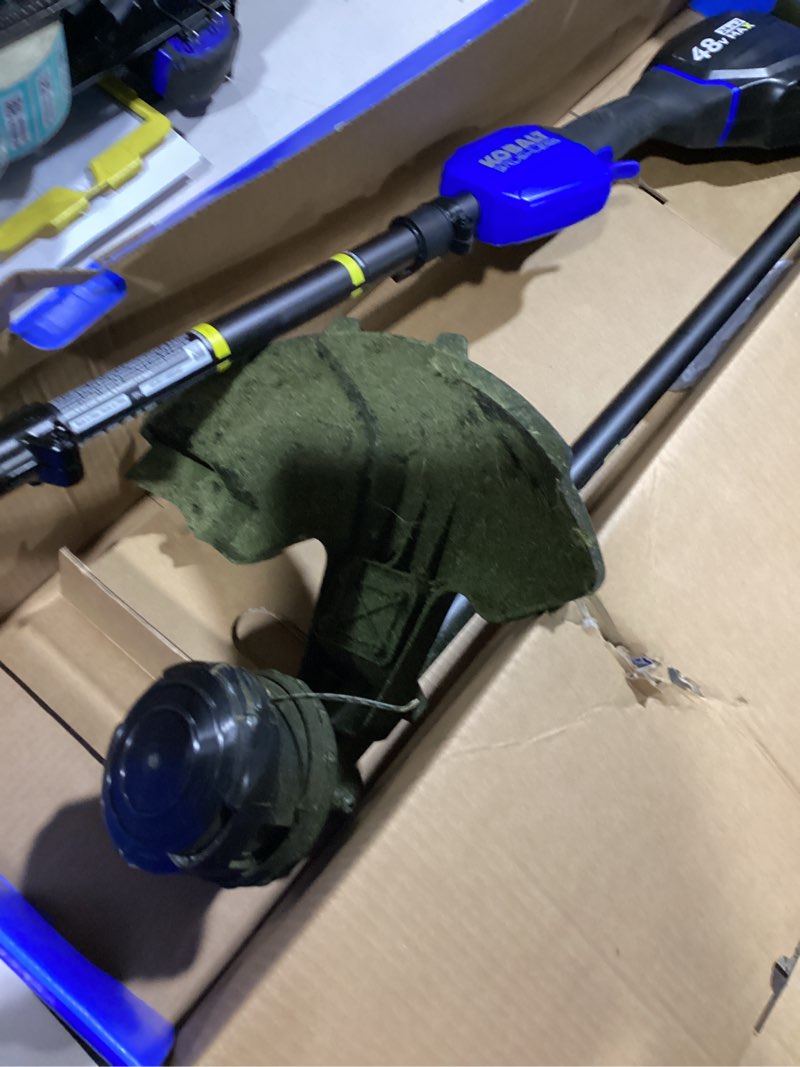 Condition photo showing As Is for incomplete set… 48v max kobalt string trimmer n