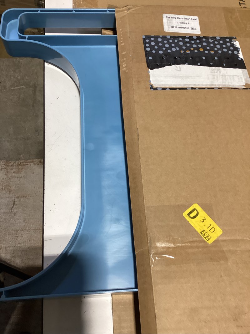 Condition photo showing Good Condition for sigo blue walker tray for rolling folding walker, tray table with cup holder for standard walkers seniors, detachable non slip tv accessories basket holding plate cups clip on small bag carrier (blue)